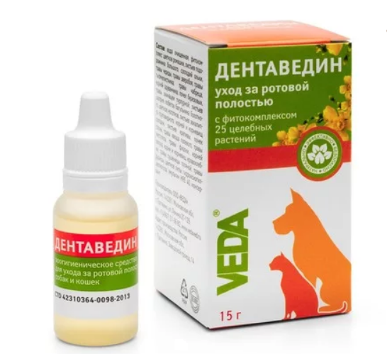Дентаведин д/гигиенического ухода за полостью риа для собак и кошек / 15 гр