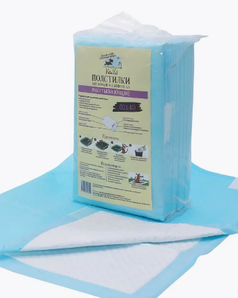 Пелёнки VitaVet CARE впитывающие с фиксированными полосками 60х40 см / 35 шт