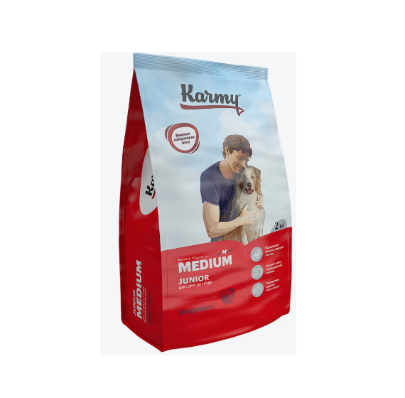КАРМИ Для щенков средних пород с индейкой / 2 кг.
