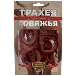ДЕРЕВЕНСКИЕ ЛАКОМСТВА для собак Трахея говяжья с мясом говядины / 50 гр.