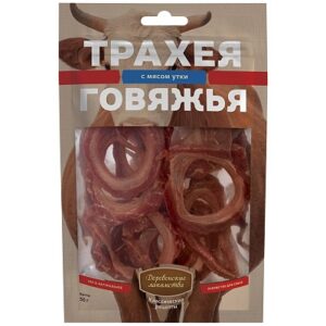 ДЕРЕВЕНСКИЕ ЛАКОМСТВА для собак Трахея говяжья с мясом утки / 50 гр.