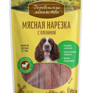 ДЕРЕВЕНСКИЕ ЛАКОМСТВА для собак Мясная нарезка с олениной / 90 гр.