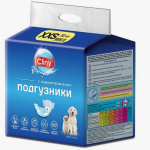 Подгузники Cliny для домашних животных 1-2,5 кг размер XXS / 1 шт