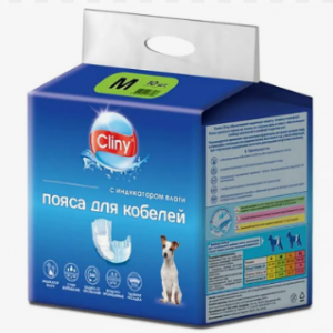 Подгузники Cliny для домашних животных 5-10 кг размер М / 1 шт