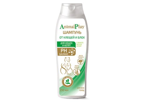 Шампунь Animal Play для кошек и котят от блох и клещей / 250 мл