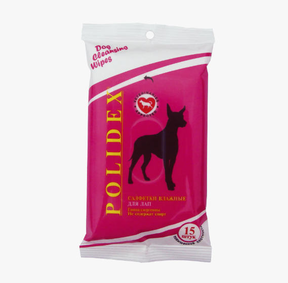 Влажные салфетки Polidex для ухода за лапами / 15 шт