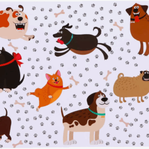 Коврик под миски Весёлые собаки / 43х28 см