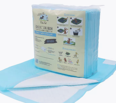 Пелёнки VitaVet CARE впитывающие с фиксированными полосками 60х60 см / 35 шт