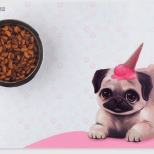 Коврик под миски Мопс / 43х28 см