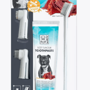 Набор для ухода за зубами собак M-PETS (паста, щётка, напальчники) с говядиной / 100 гр.