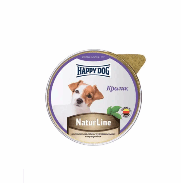ХЭППИ ДОГ Natur Line для собак паштет Кролик / 125 гр.