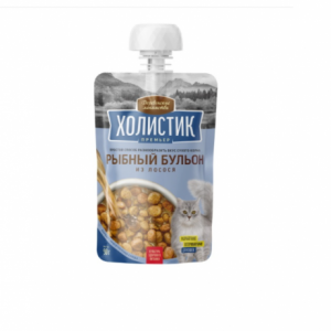 ДЕРЕВЕНСКИЕ ЛАКОМСТВА Рыбный бульон из лосося для кошек / 90 гр.