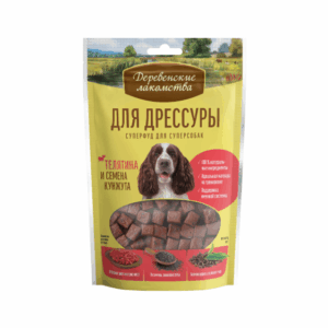 ДЕРЕВЕНСКИЕ ЛАКОМСТВА для собак Для дрессуры телятина и семена кунжута / 90 гр.