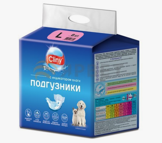 Подгузники Cliny для домашних животных 8-16 кг размер L / 1 шт