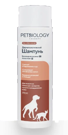 Шампунь Petbiology Therapy с овсянкой и аллантоином для кошек и собак / 250 мл