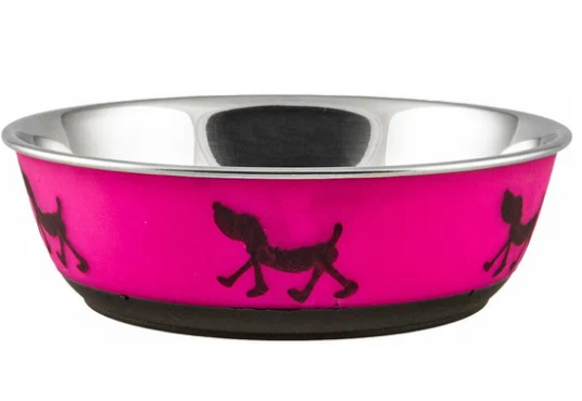 Миска из нержавеющей стали с резиной цветная с рисунком / 700 мл