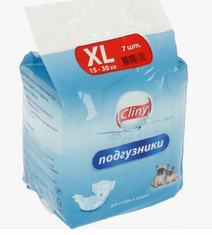 Подгузники Cliny для домашних животных 15-30 кг размер XL / 1 шт