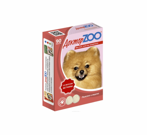 ДОКТОР ZOO Со вкусом ветчины для собак / 90 табл.