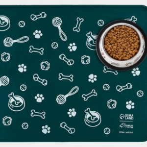 Коврик под миски Лапки тёмные / 52х38х0,3 см