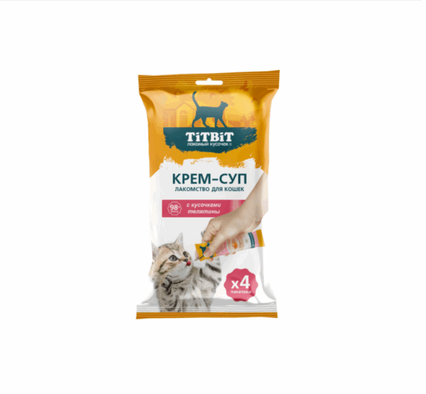 ТИТБИТ Крем-суп с кусочками телятины для кошек / 4х10 гр.