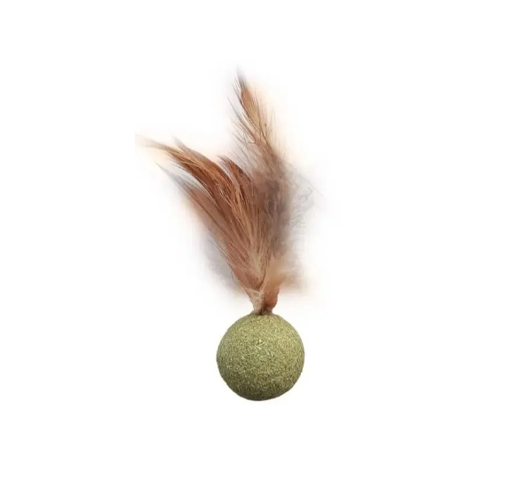 Мячик из кошачьей мяты с пером / 3,5 см
