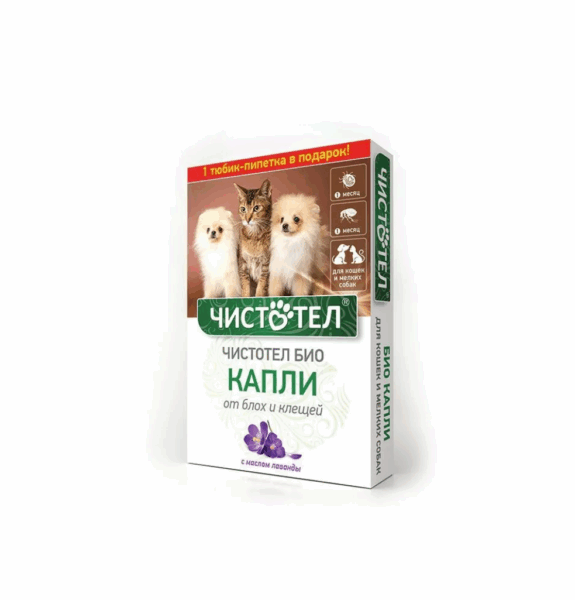 Капли от блох и клещей Чистотел для кошек  и мелких пород собак / 2 мл