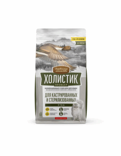 ДЕРЕВЕНСКИЕ ЛАКОМСТВА для стерилизованных кошек Утка / 400 гр.