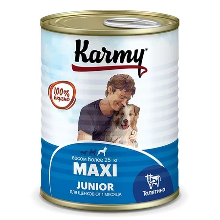 КАРМИ для щенков крупных пород Телятина / 340 гр.