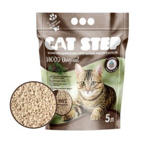 Наполнитель КЭТ СТЕП растительный комкующийся Wood Original для кошек / 5 л.