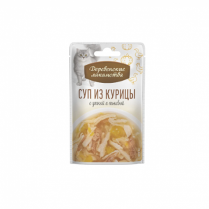ДЕРЕВЕНСКИЕ ЛАКОМСТВА СУП из курицы с уткой и тыквой для кошек / 4х35 гр.