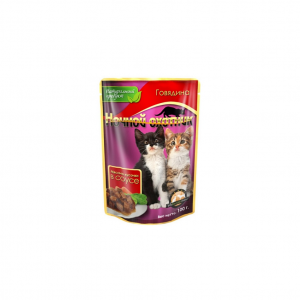 НОЧНОЙ ОХОТНИК для котят Говядина мясные кусочки в соусе / 100 гр.