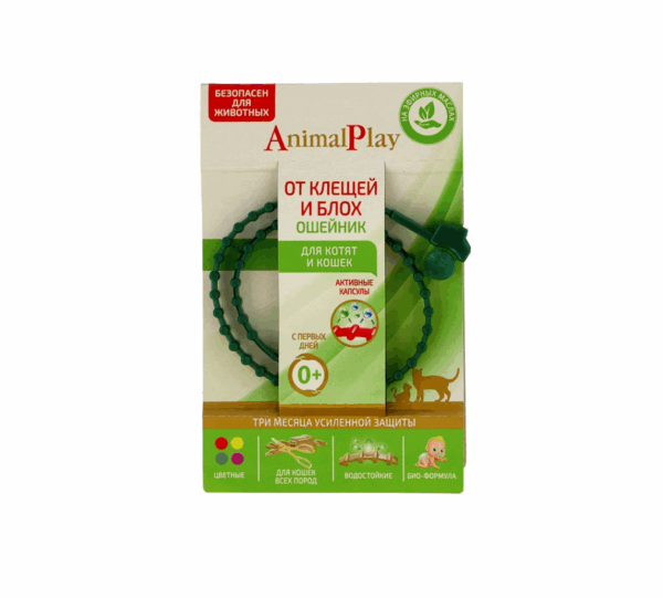 Ошейник от клещей и насекомых Animal Play для кошек и котят / 38 см