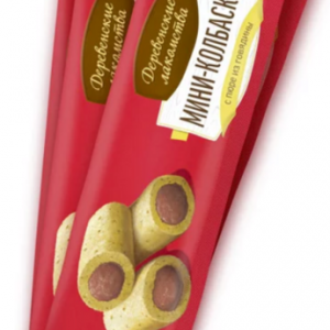 ДЕРЕВЕНСКИЕ ЛАКОМСТВА Мини-колбаски с пюре из говядины для кошек / 10 гр.