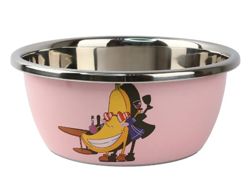 Миска из нержавеющей стали с резиной цветная с рисунком / 1900 мл