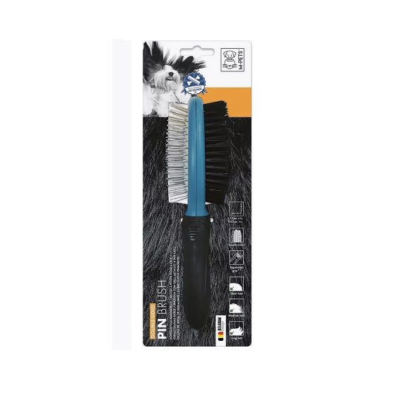 Двусторонняя M-PETS массажная с щетиной и зубьями / 7,5х23 см