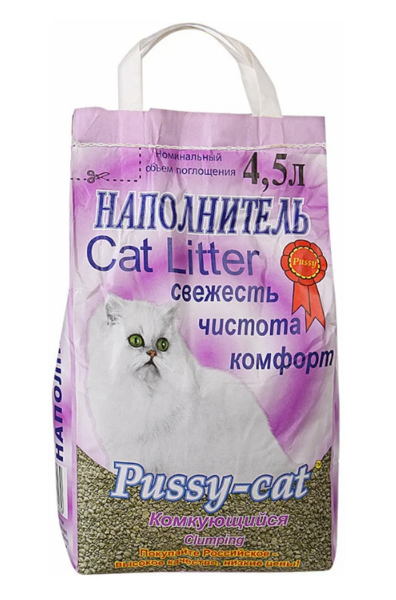 Наполнитель ПУСИ КЭТ комкующийся для кошек / 4,5 л.