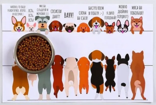 Коврик под миски Собачки в ожидании / 43х28 см