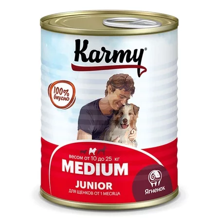 КАРМИ для щенков средних пород Ягнёнок / 340 гр.