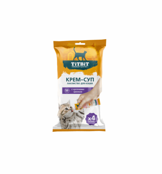 ТИТБИТ Крем-суп с кусочками кролика для кошек / 4х10 гр.