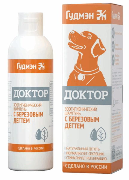 Шампунь Доктор с берёзовым дёгтем для кошек и собак / 200 мл