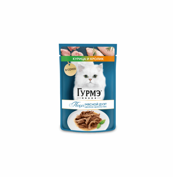 ГУРМЭ ПЕРЛ Мясной Дуэт Кролик и курица в соусе для кошек / 75 гр.
