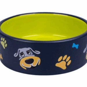 Миска керамическая чёрная с салатовым 400мл