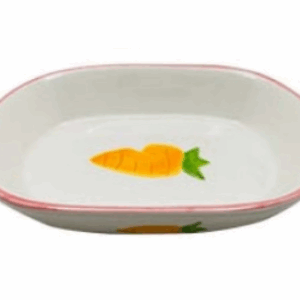 Миска керамическая белая овальная с розовой каёмочкой / 160 мл