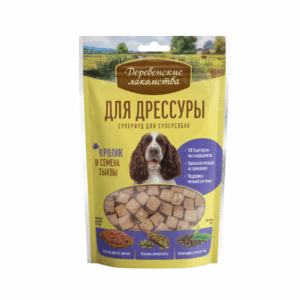 ДЕРЕВЕНСКИЕ ЛАКОМСТВА для собак Для дрессуры кролик и семена тыквы / 90 гр.
