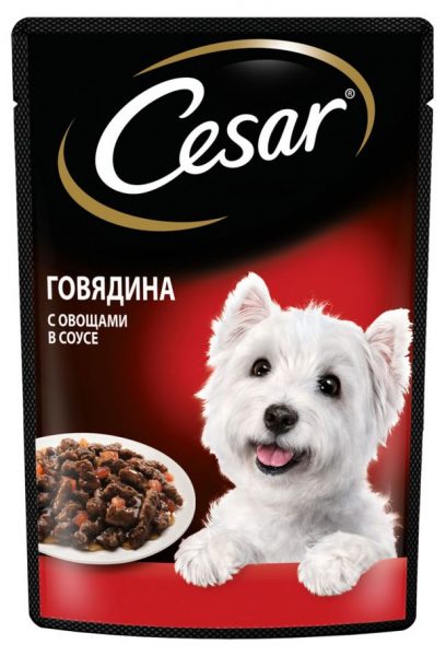 ЦЕЗАРЬ Для взрослых собак всех пород с говядиной и овощами в соусе / 85 гр.