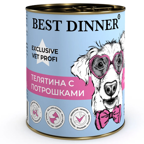 БЭСТ ДИННЕР Exclusive Vet Profi Gastrointestinal с телятиной и потрошками для собак / 340 гр.