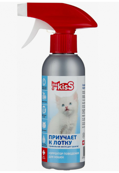 Спрей корректор поведения Ms. Kiss для кошек "Приучает к лотку" / 200 мл