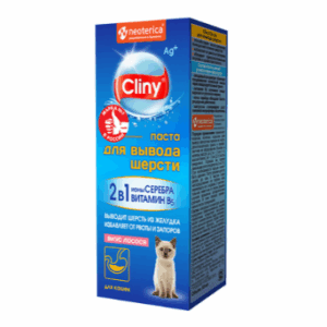 Cliny Паста для кошек для вывода шерсти с ионами серебра со вкусом лосося / 30 мл.