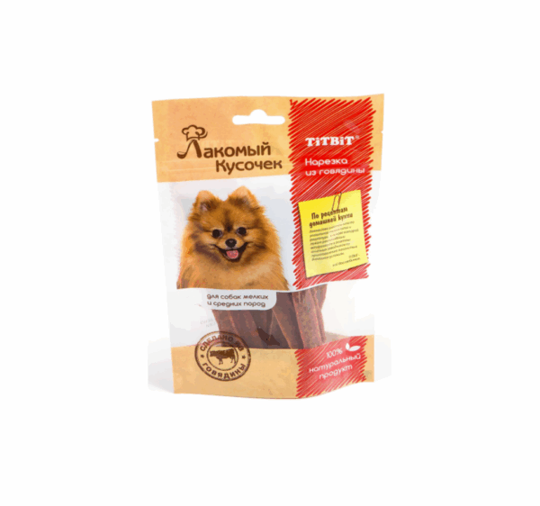 ТИТБИТ для собак Нарезка из говядины / 80 гр.