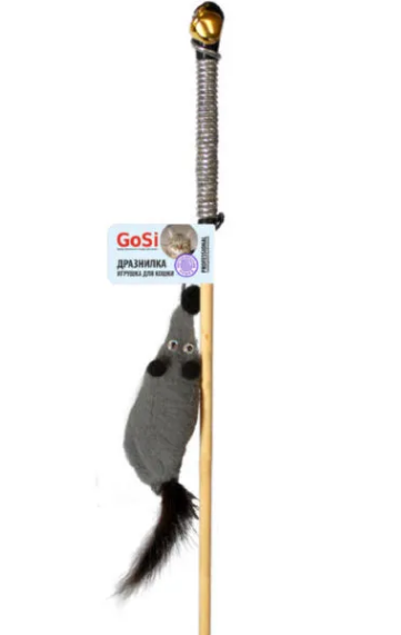 Игрушка для кошек Махалка-удочка Мышь с норковым хвостом / 50 см